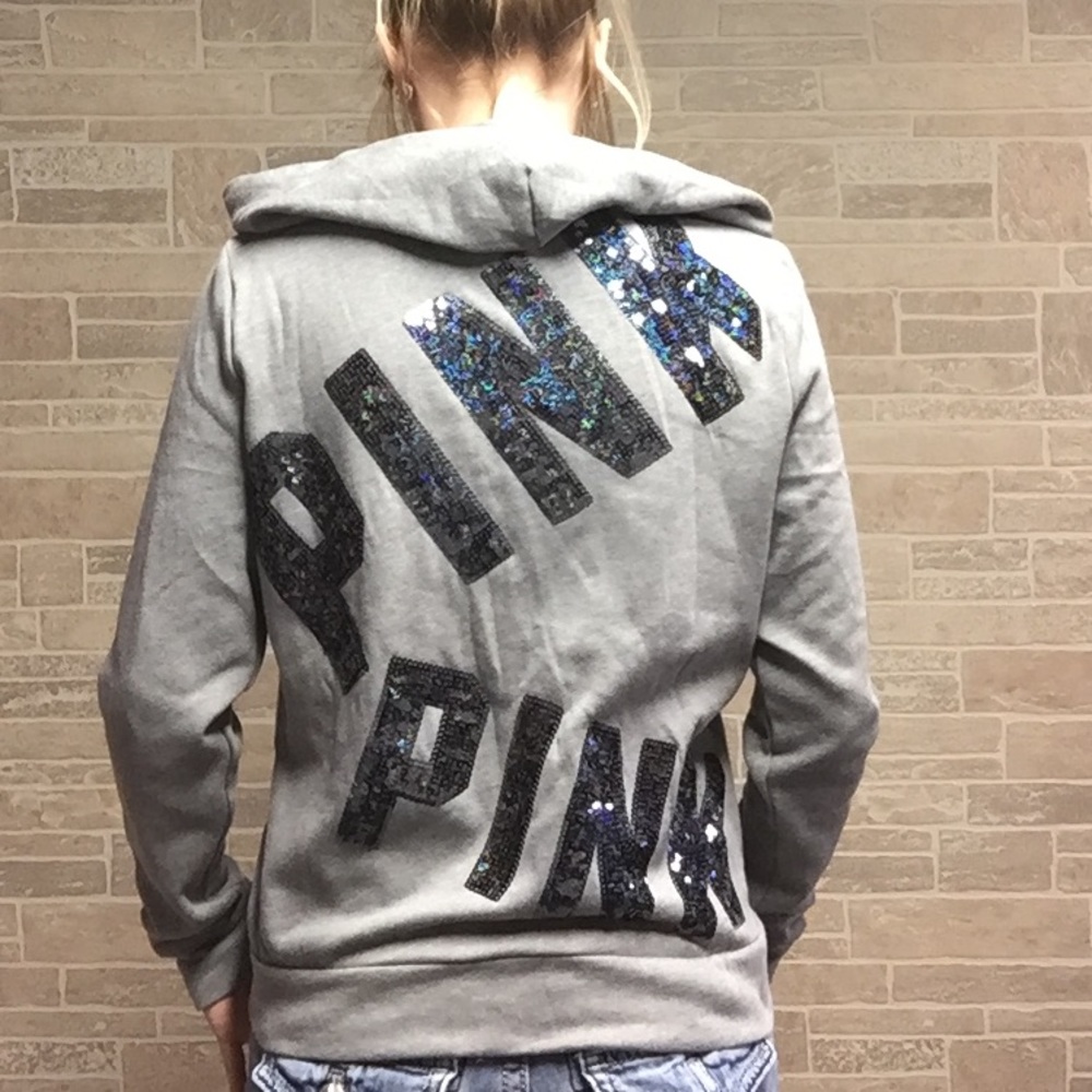 Pink "online exsclusive" Blue sequin hoodie